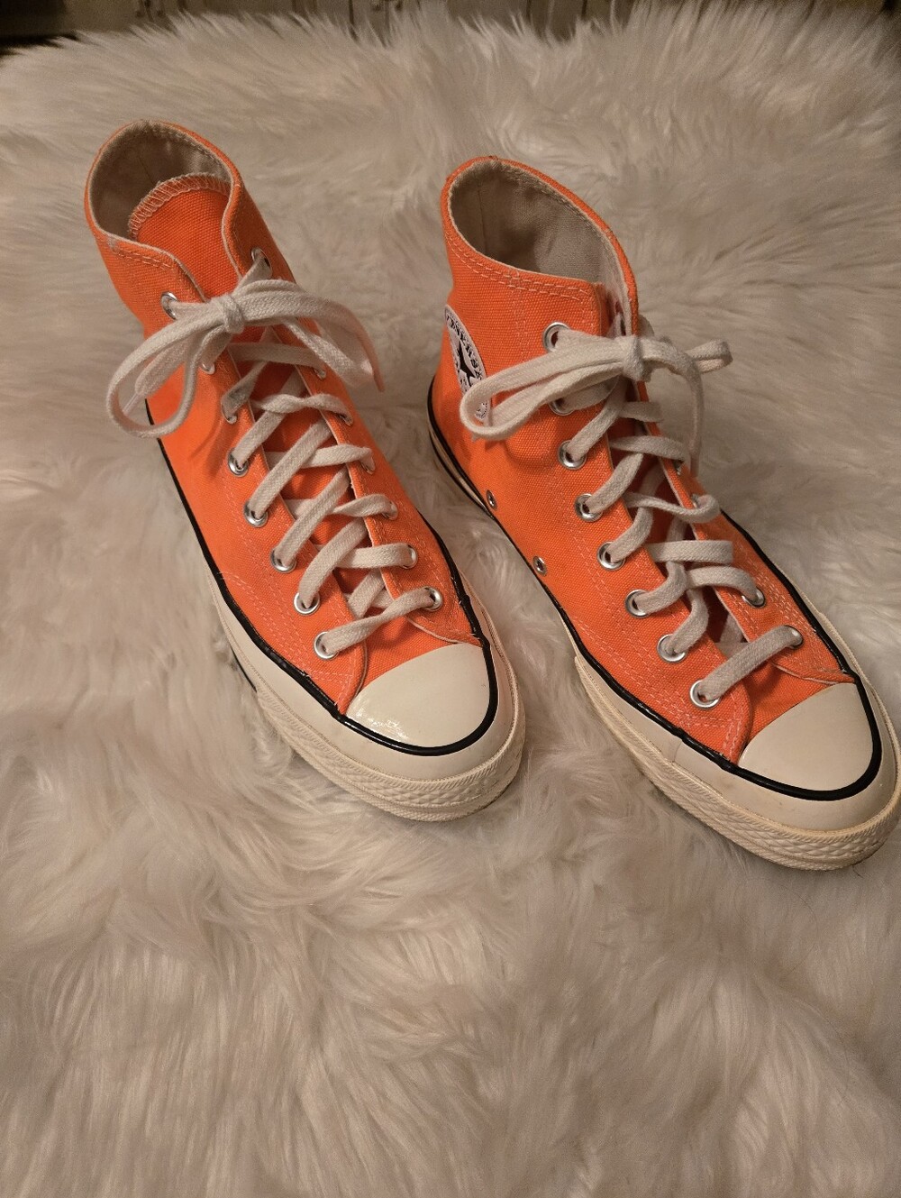Converse High Top Sneakers in Bright Orange and White